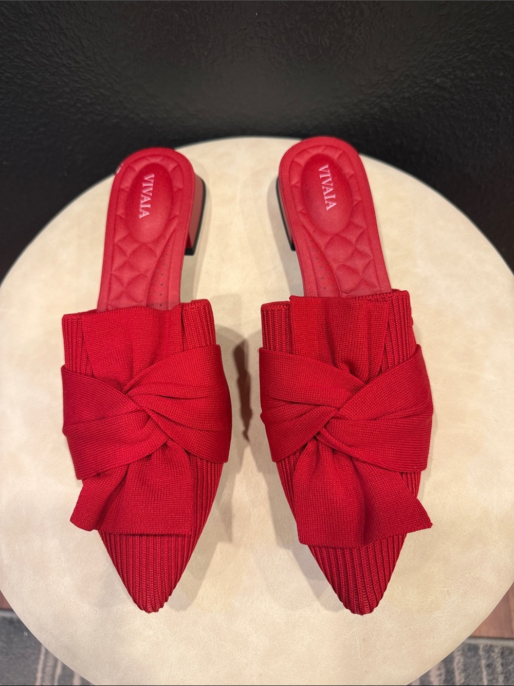 Vivaia Margot Red Knotted Slide Mules